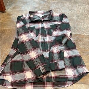 Natural Reflections Kids Plaid Shirt in Green and White
